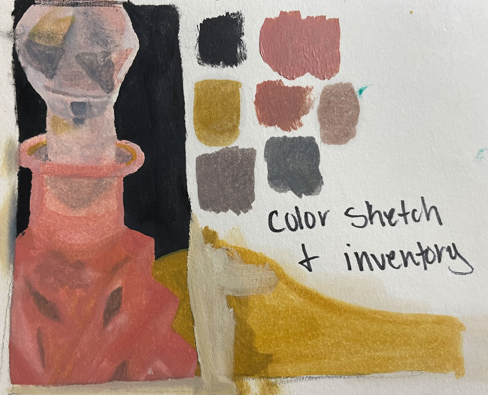 painting sketch and swatches