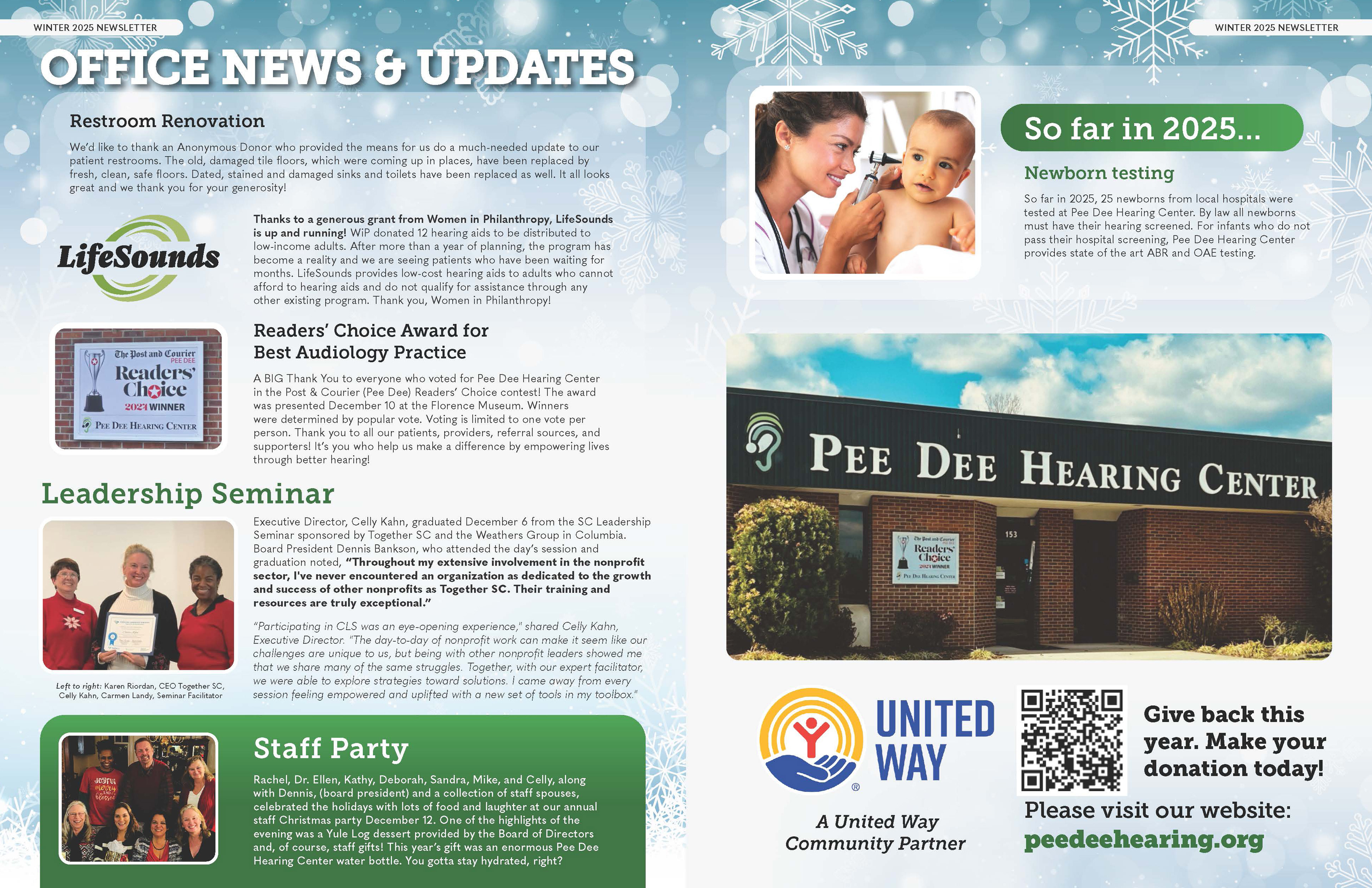 Pee Dee Hearing Center Winter 2025 Newsletter - Spread 2