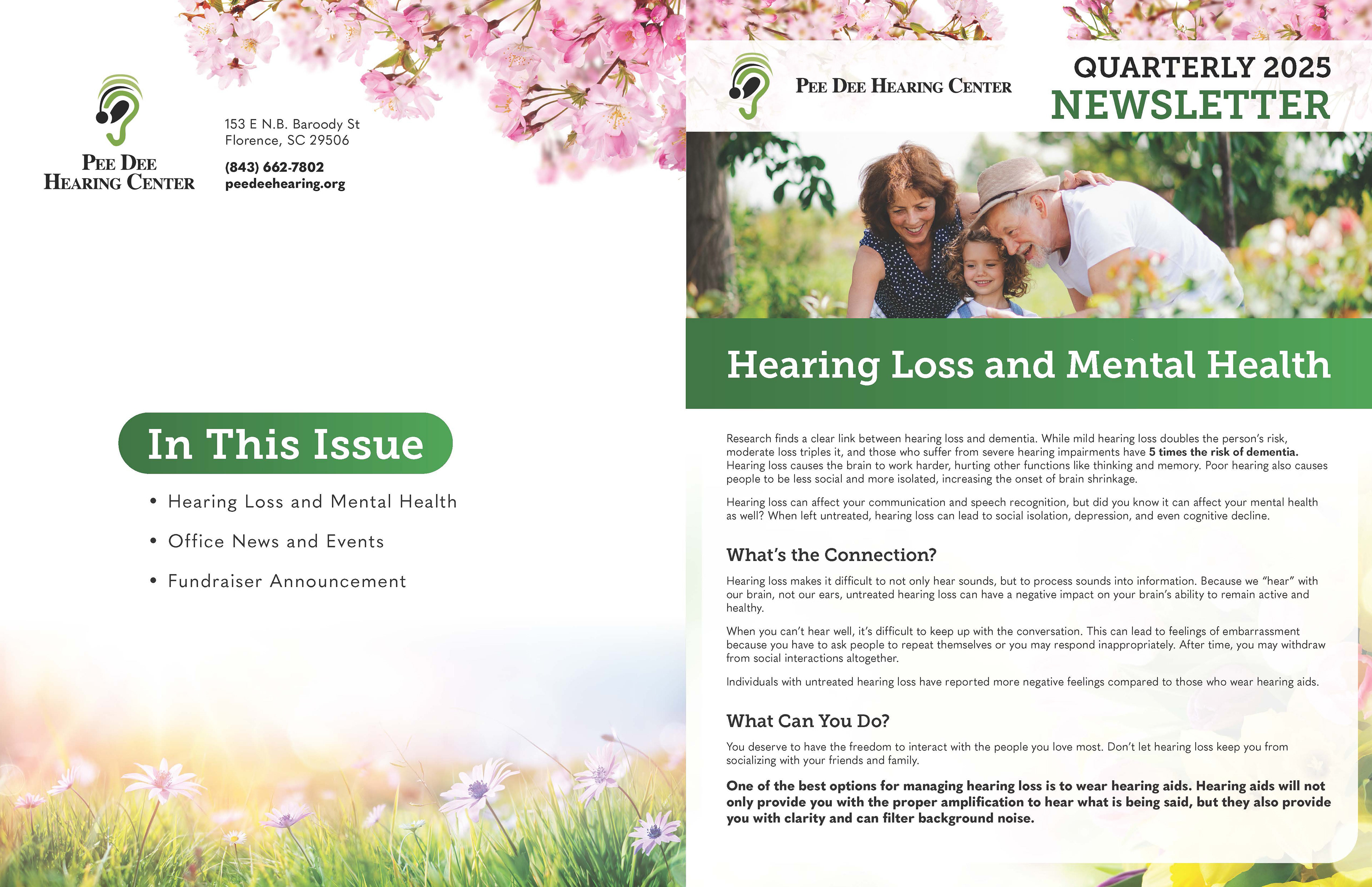 Pee Dee Hearing Center Spring 2025 Newsletter - Spread 1