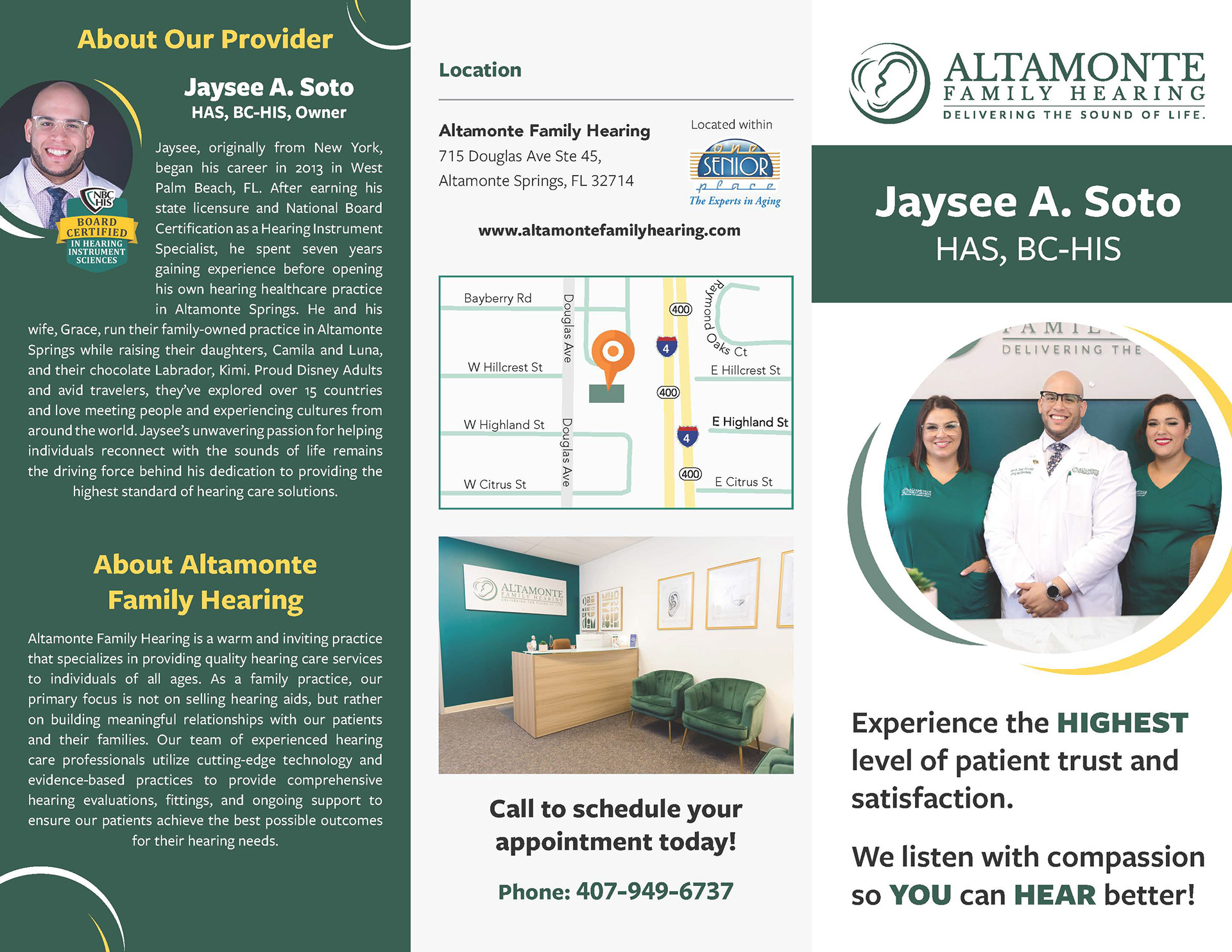 Altamonte Family Hearing - Practice Trifold Brochure - Spread 1