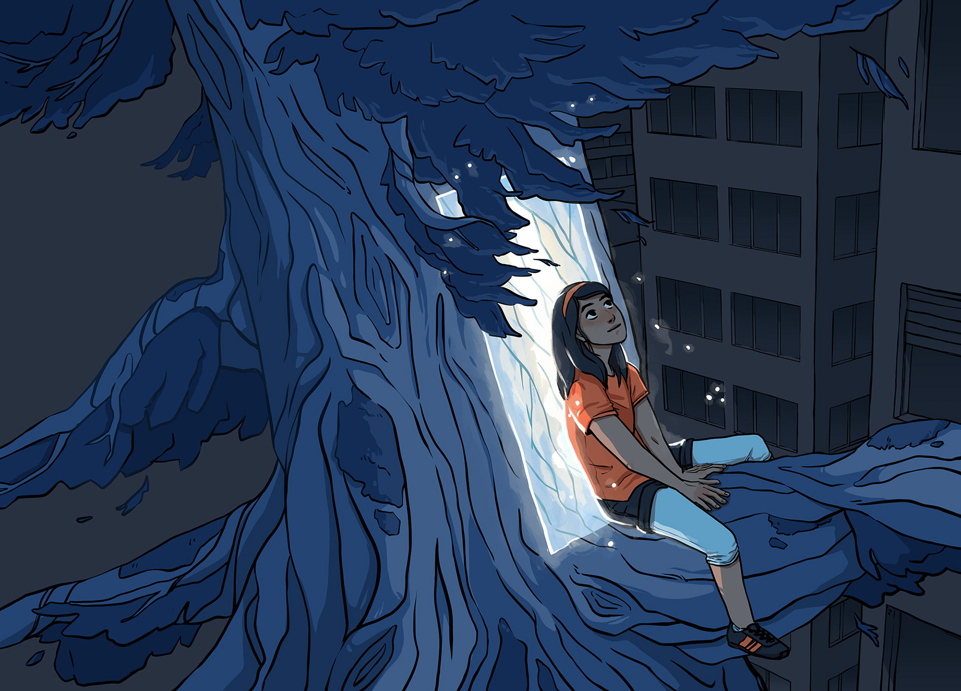 Wraparound novel cover for "Markine et la Porte Secrète" (Nico Daswani, 2021)