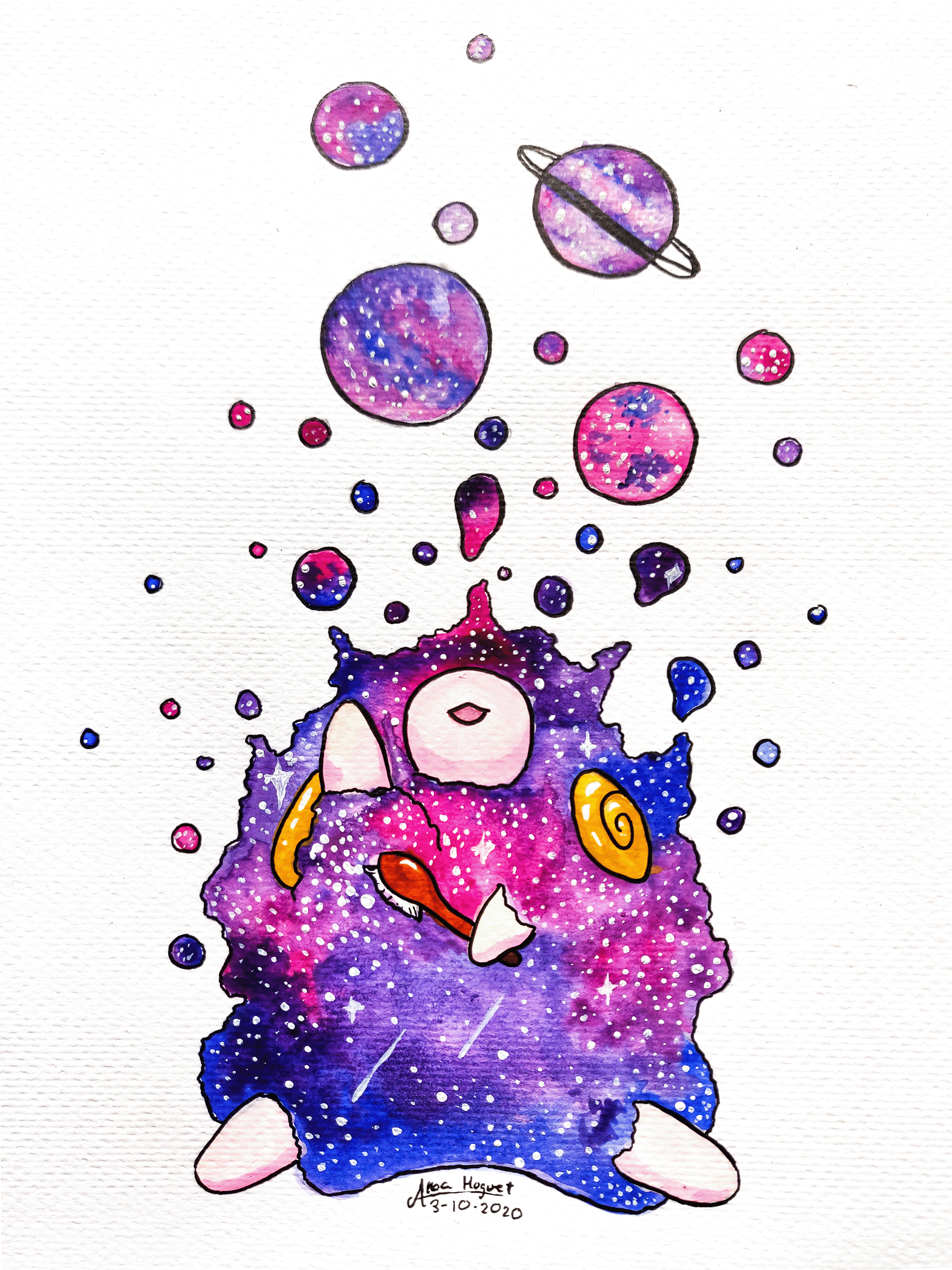 Made with watercolors, markers and gouache