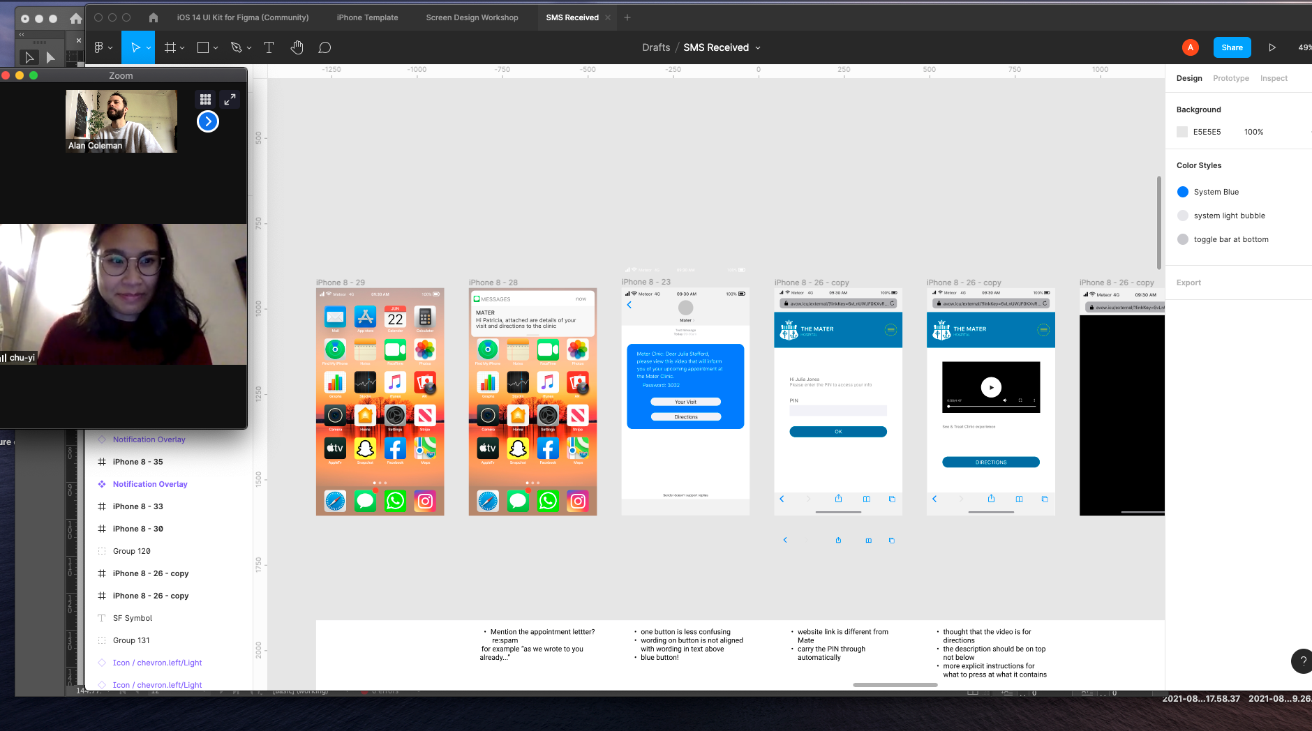 Med-fi wireframe testing