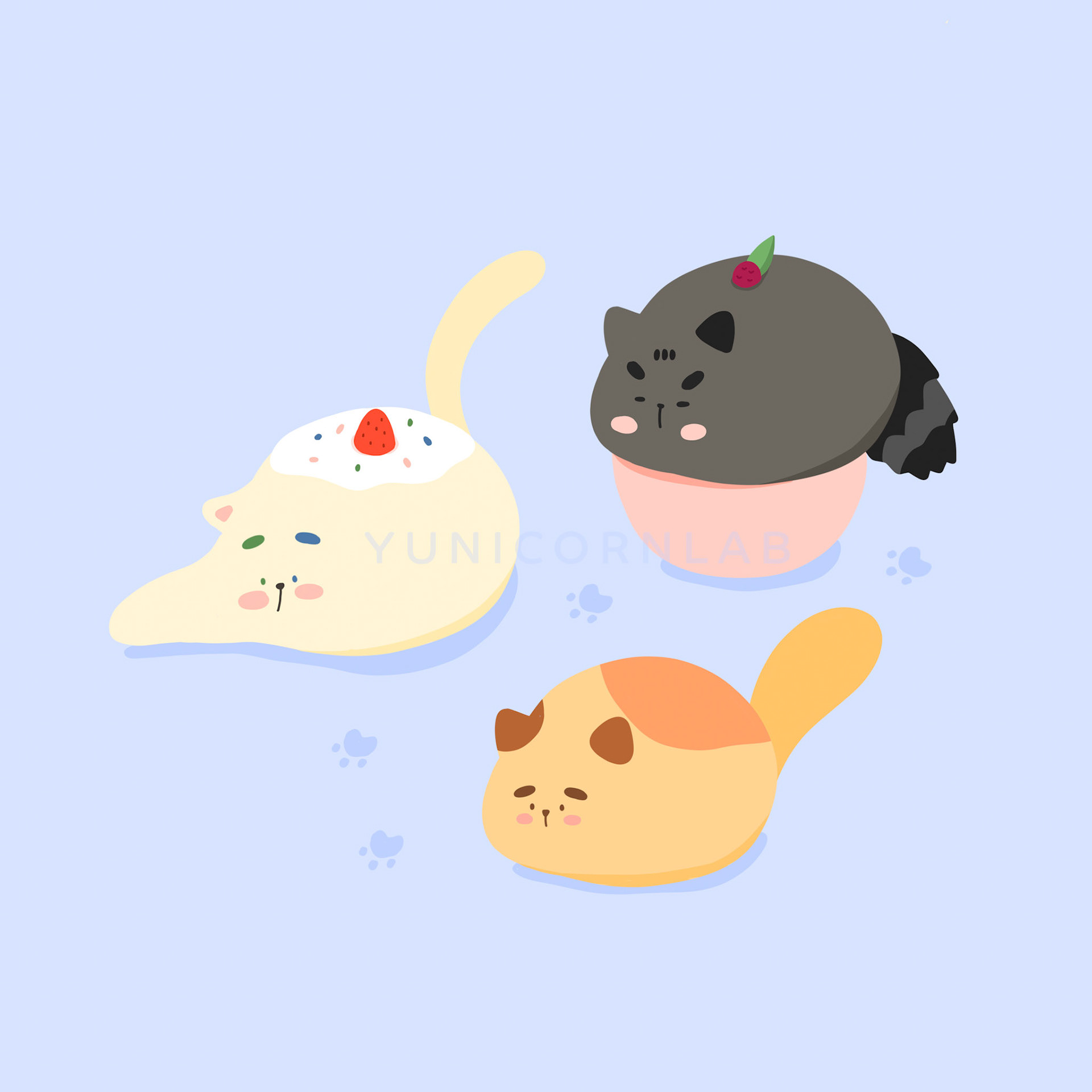 Three Mochi Cats