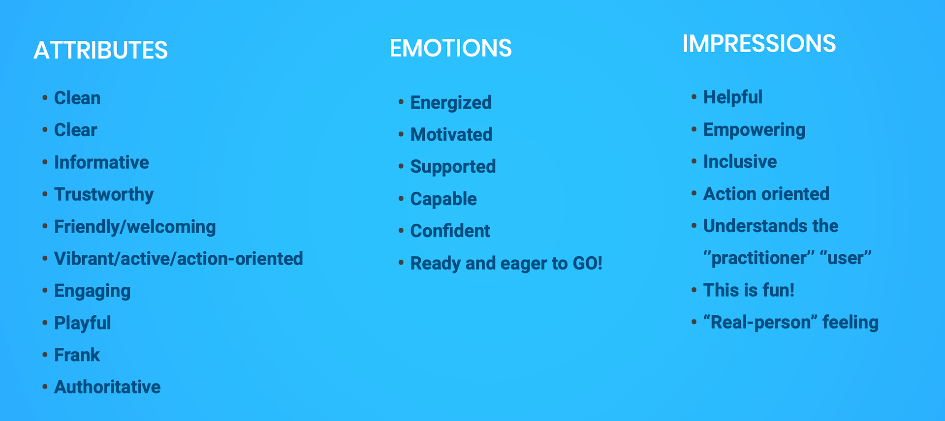 Attributes, emotions and impressions
