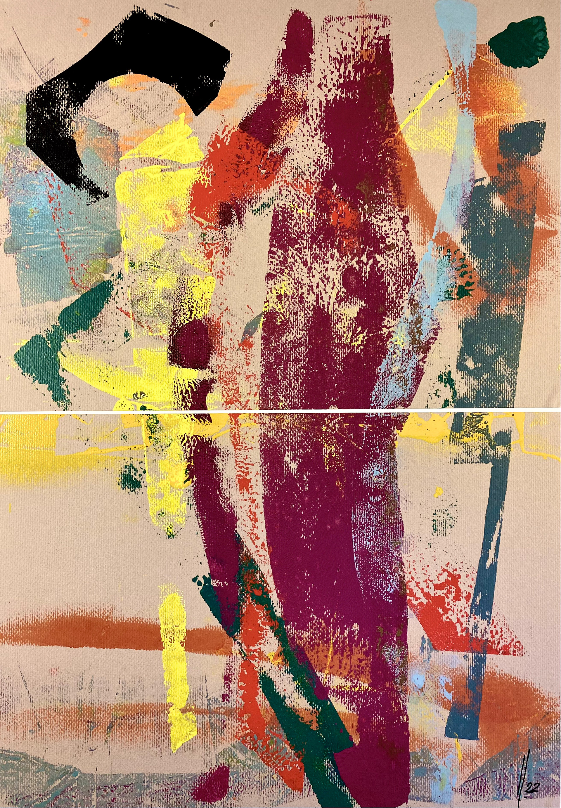 2022_RESISTENZE 04_tecnica mista su carta_50x35_bittico