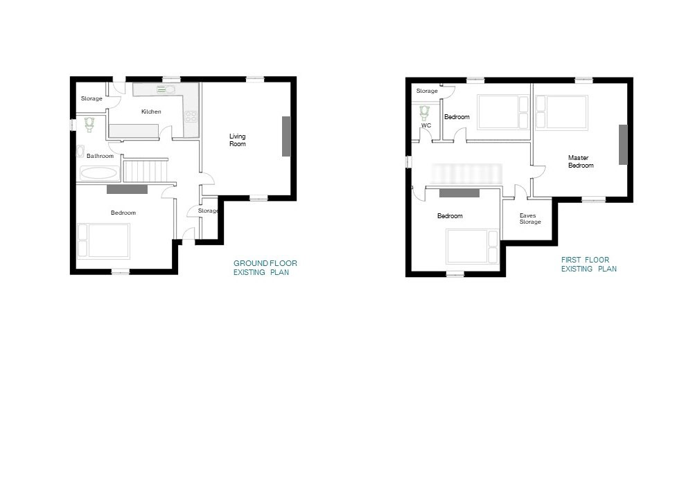 THE EXISTING FLOORPLAN OF THE GROUNDFLOOR INCLUDES A KITCHEN THAT IS QUITE SMALL AND LESS WORKABLE DUE TO THREE DOORS WHICH MAKES IT HARD TO FIT PROPER FUNCTIONAL KITCHEN UNITS. THERE IS JUST ONE BATHROOM DOWNSTAIRS AND THE UPSTAIRS TOILET DOES NOT HAVE A BASIN. FURTHERMORE THE CHIMNEYBREAST ARE NOT IN USE ANYMORE AND TAKING USEFUL SPACE ESPECIALLY IN THE SMALLER ROOMS.