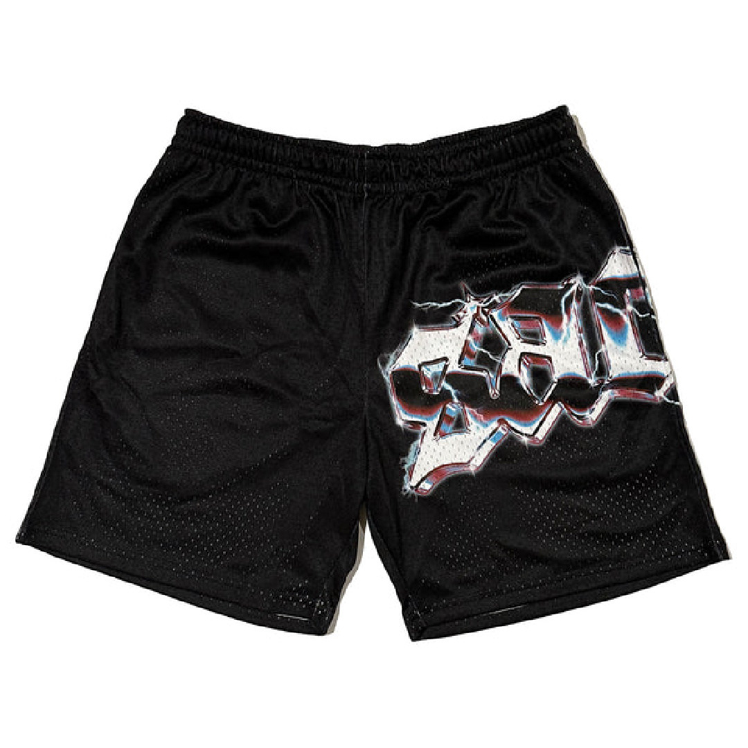 Printed on mesh shorts