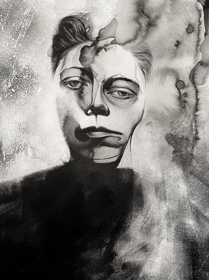 "Winter" / mixed media on paper