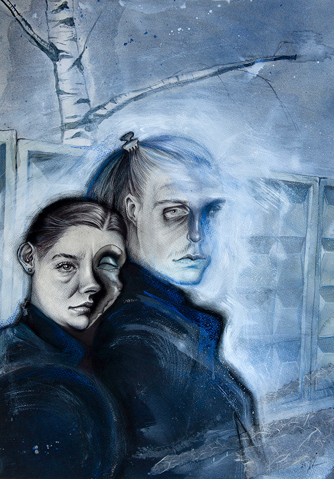 "In the Morning" / mixed media on paper