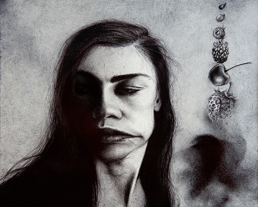 "At Strawberry" / ink on paper