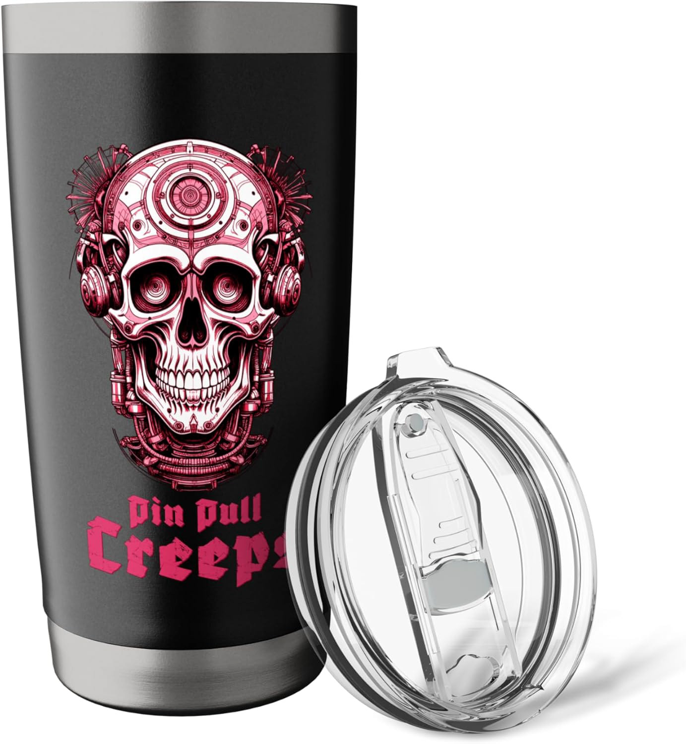 Pressure Drop Creeps 20oz Insulated Tumbler. Industrial-grade thermal containment hardware featuring the high-gravity Creeps Universe identity and leak-proof slider lid.