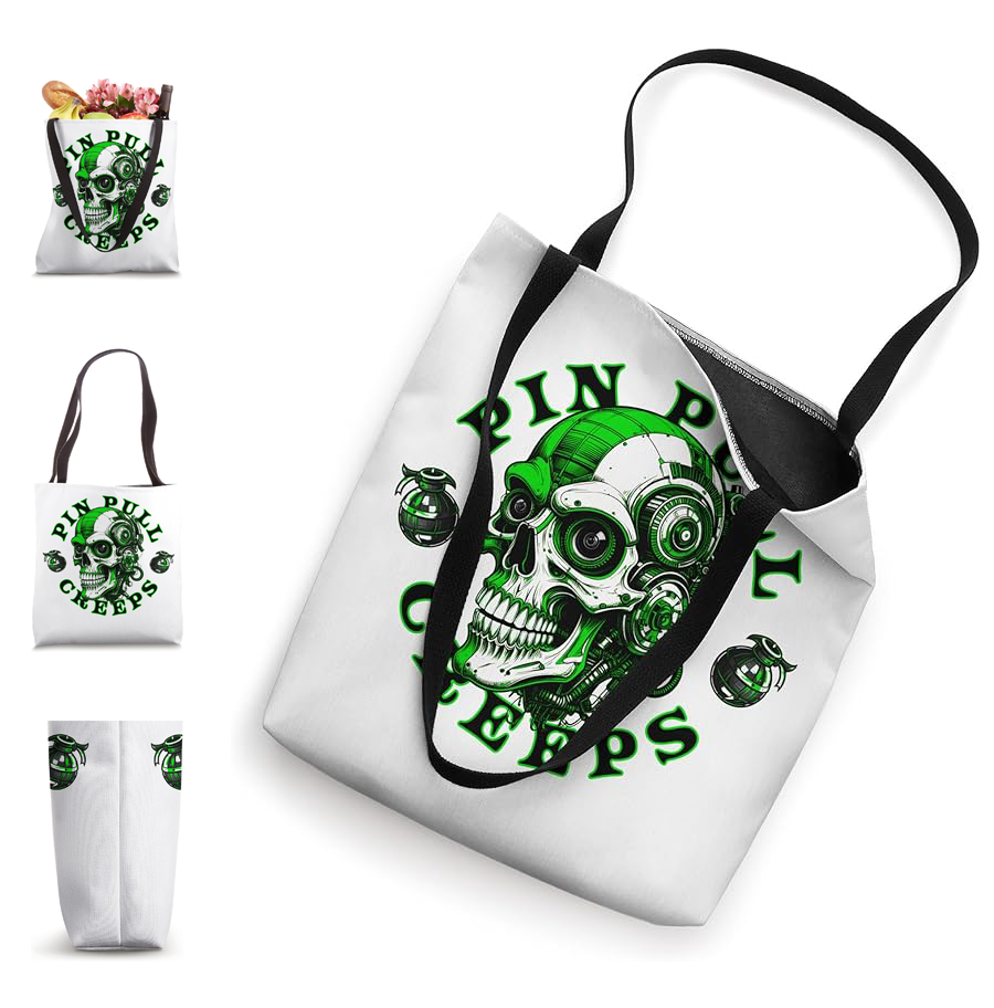 Pin Pull Creeps Greenline identity tote bag. A technical streetwear accessory to Carry the Signal of absolute momentum and relentless progress.