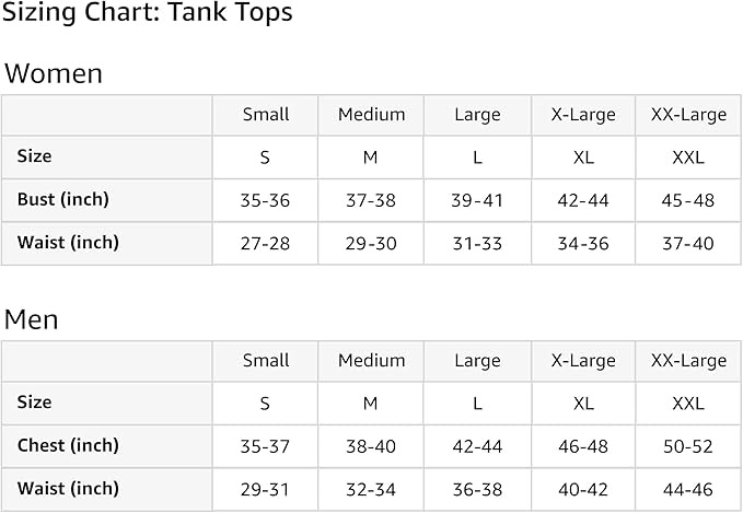 Size chart for the Static Signal Creeps Tank Top. Detailed garment measurements for the classic fit, lightweight sleeveless hardware featuring 100% cotton and premium heather blend specifications.