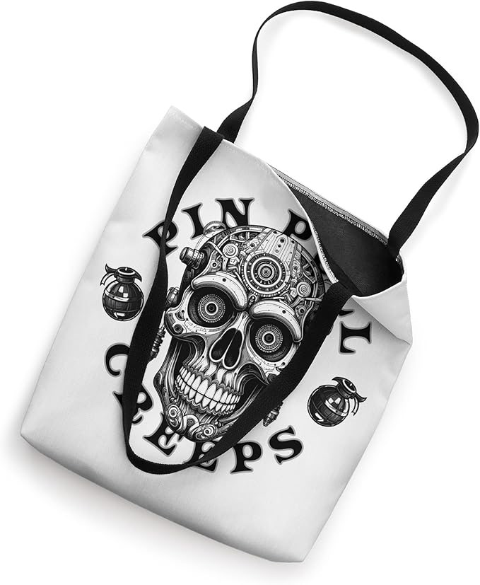 Front view of the Dead Signal Creeps Tote Bag. Featuring the flagship monochromatic mechanical skull identity on a premium black 'Carry the Signal' utility bag.