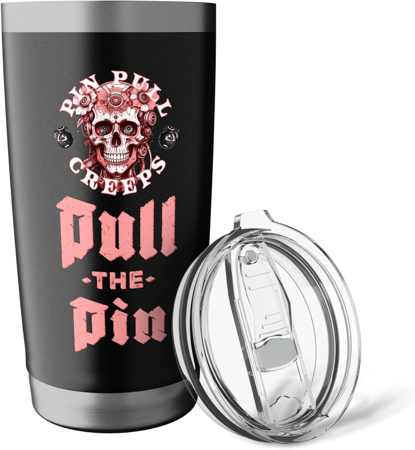 Circuit Bloom Creeps 20oz Insulated Tumbler. Technical GEAR featuring the organic-digital fusion identity. Dual-wall vacuum hardware engineered for the Pin Pull Creeps ecosystem.