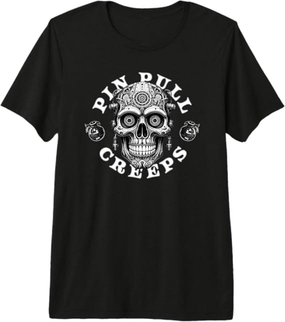 Dead Signal Creeps Premium Tri-Blend T-Shirt. The flagship 'Carry the Signal' monochromatic mechanical skull identity on a soft-touch, high-performance heathered tee.