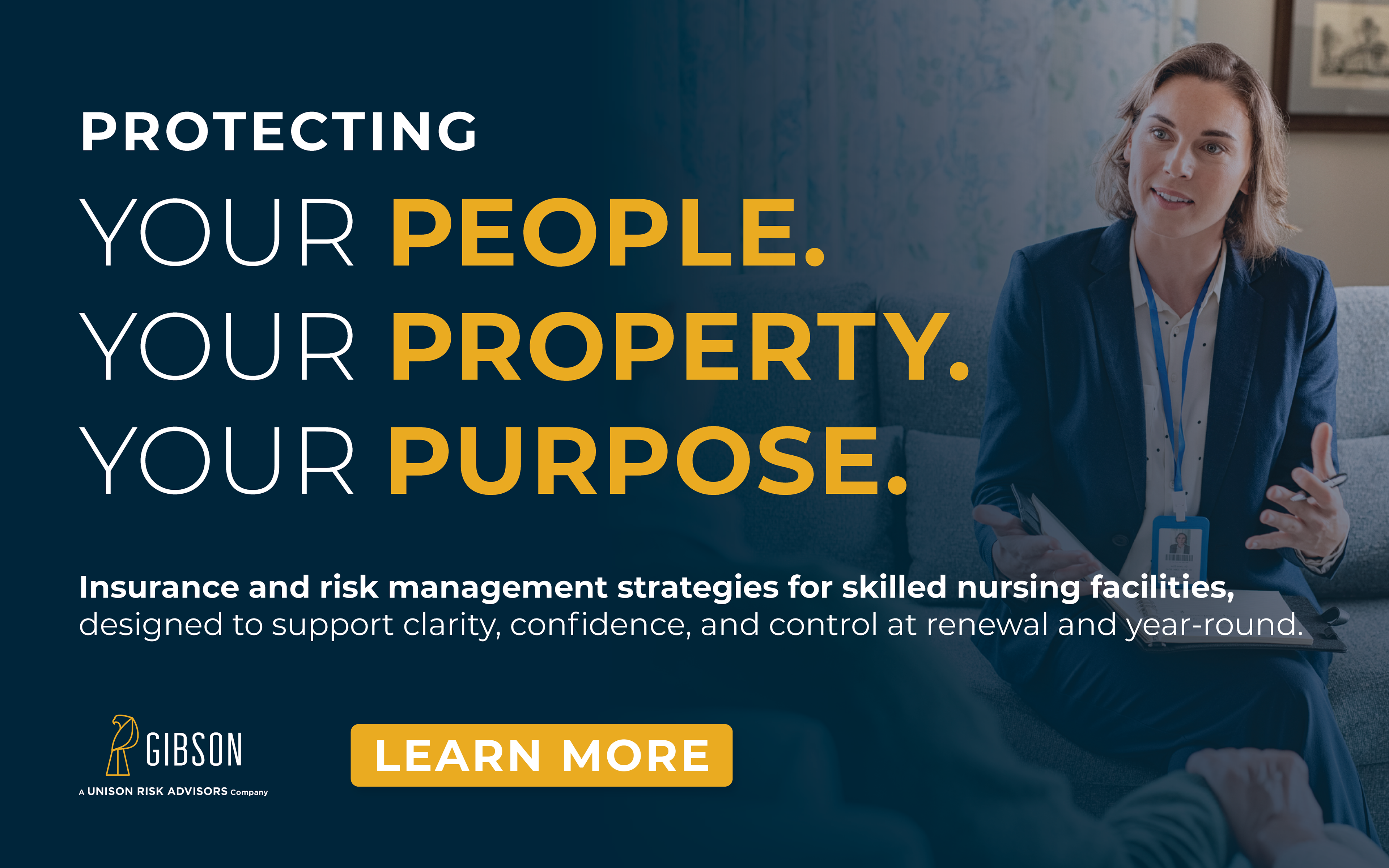 A digital sponsorship ad for Bridge the Gap, a podcast for thought leadership in the senior living industry.