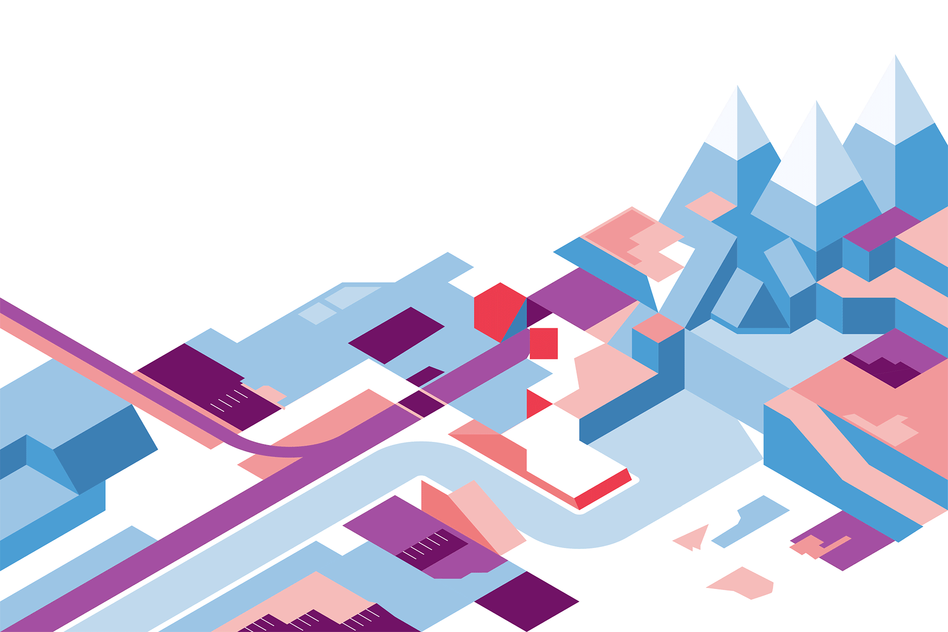 Making-of of a isometric illustration of a Swiss alpine scenery by Adrian Bauer
