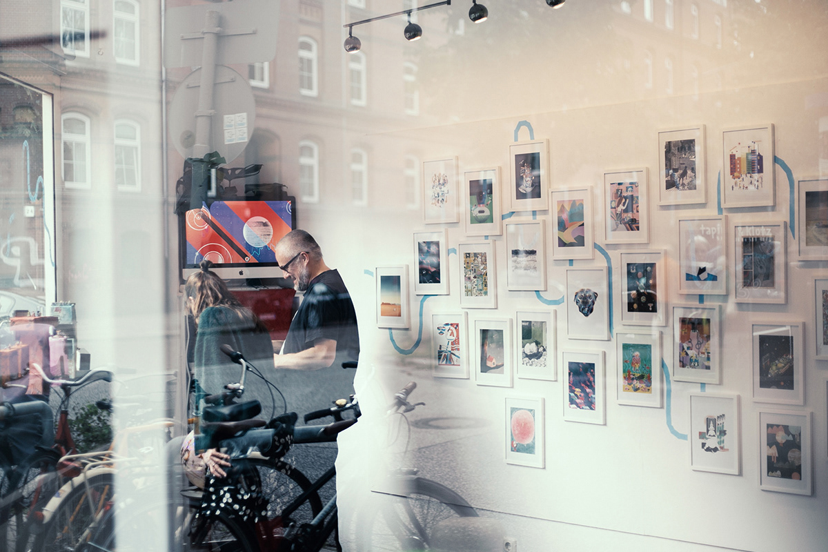 Photo of illustrated pocket calendar release party by Drei Grad Verlag at Enfants Artspace
