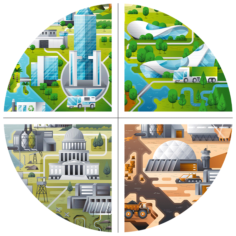 Scenario overview about the sustainability study by Adrian Bauer