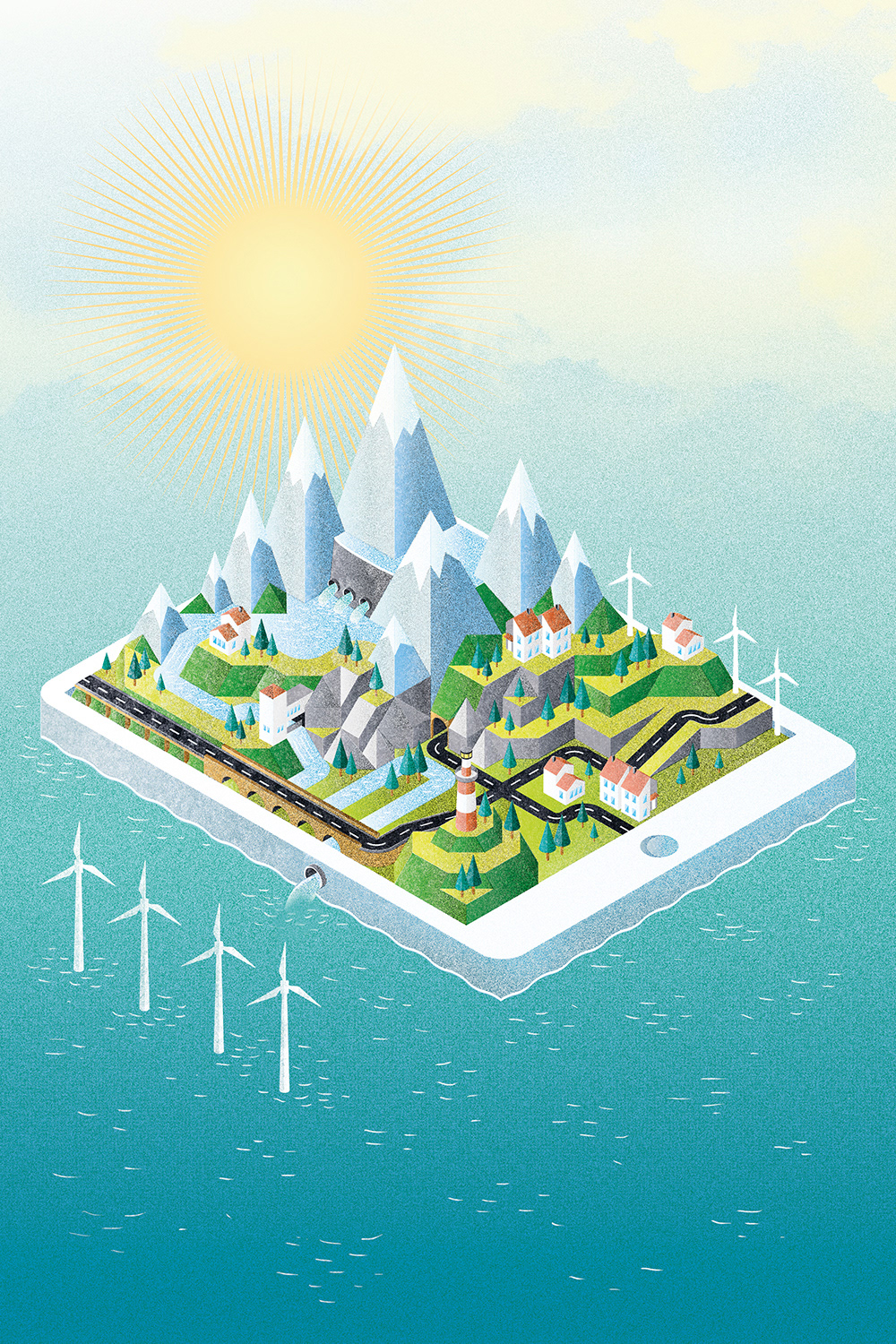 Cover illustration about digitalization in future in Germany by Adrian Bauer