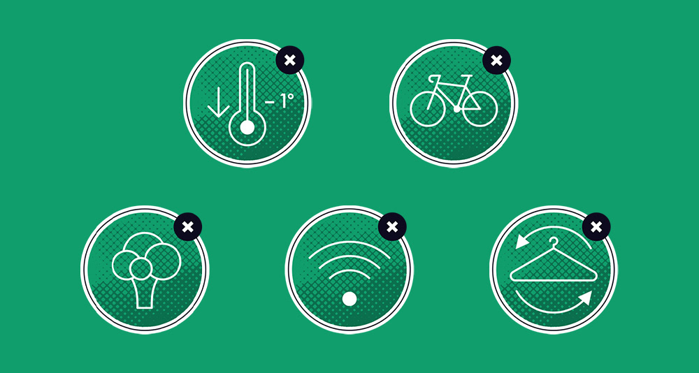 Various icons, pictograms, vignettes and signets for Enercity, Bosch, Think:act, VisualVest, VFA, Wieland