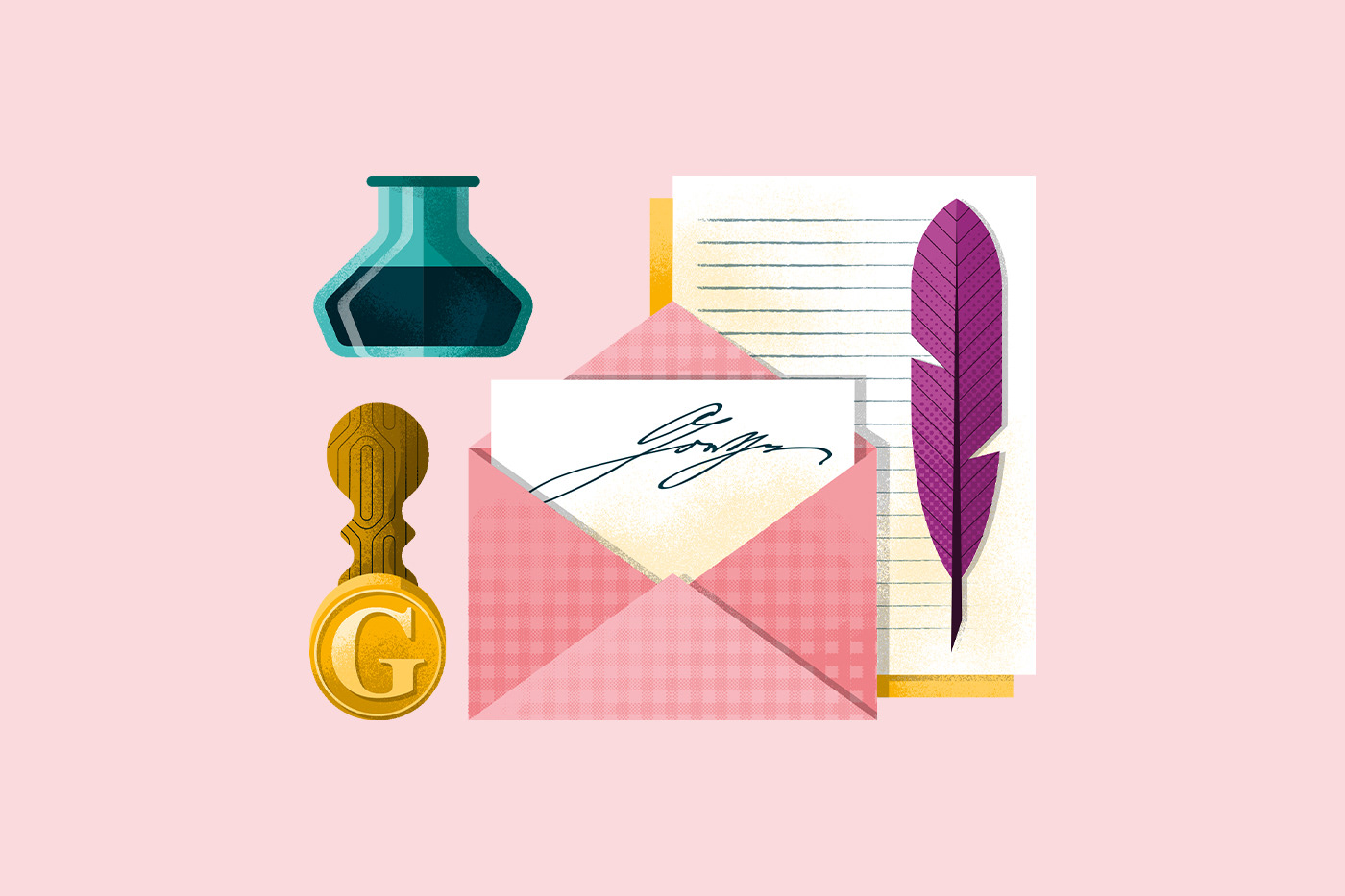 Spot illustration of writing tools by Adrian Bauer