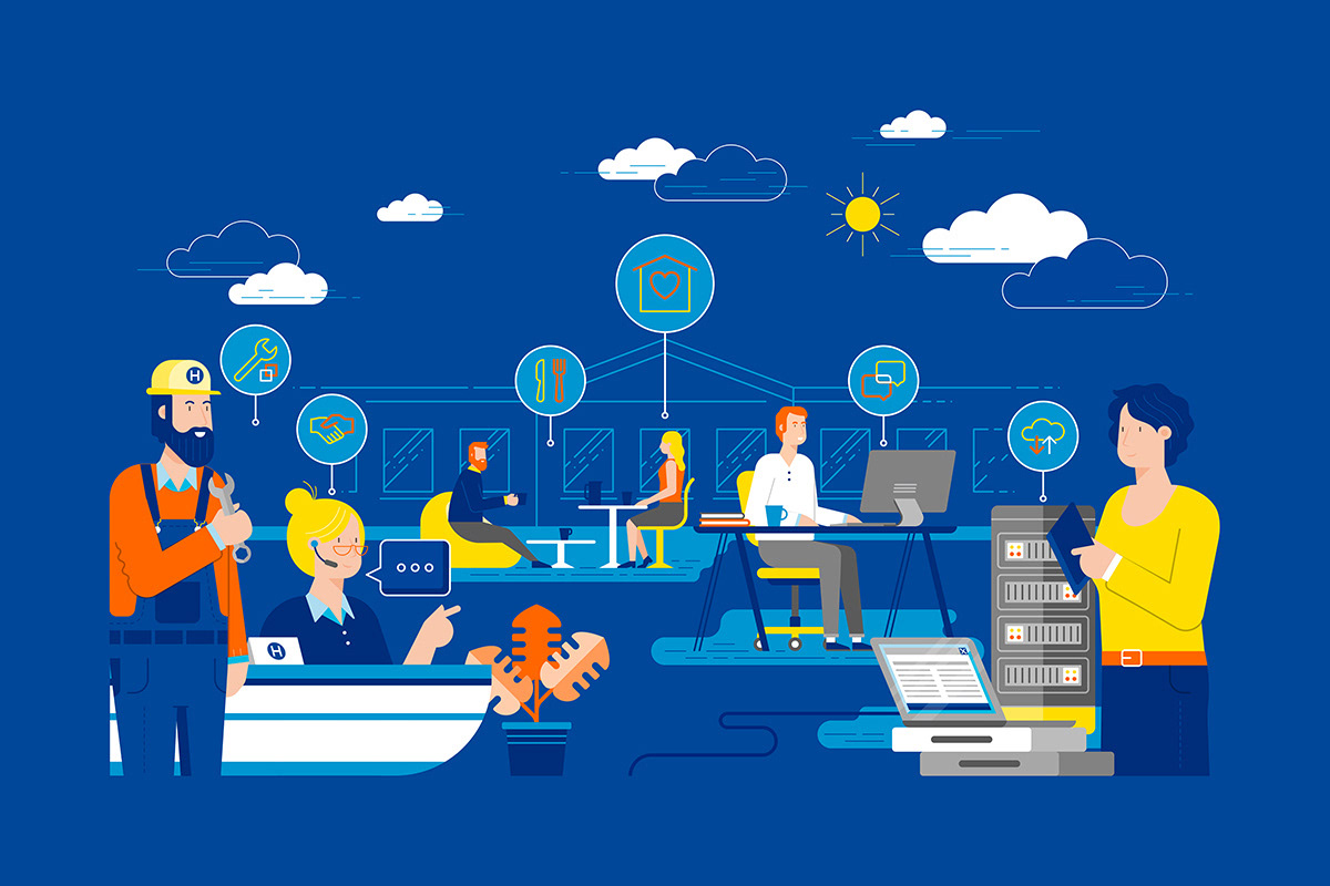 Corporate illustrations for Hekatron in collaboration with the agency Panama by Adrian Bauer