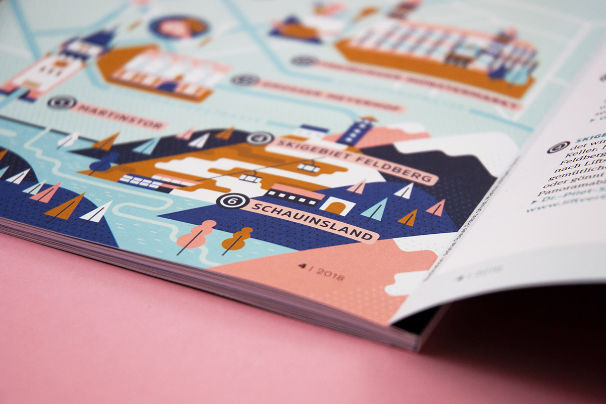 Photo of agenda magazine with map illustration by Adrian Bauer