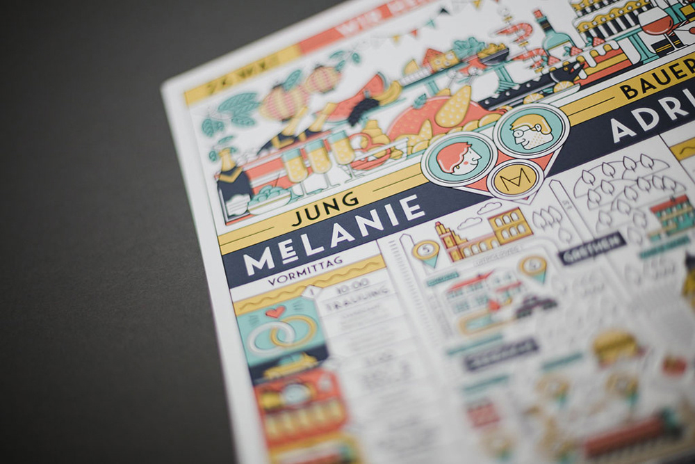 Printed wedding card by Adrian Bauer