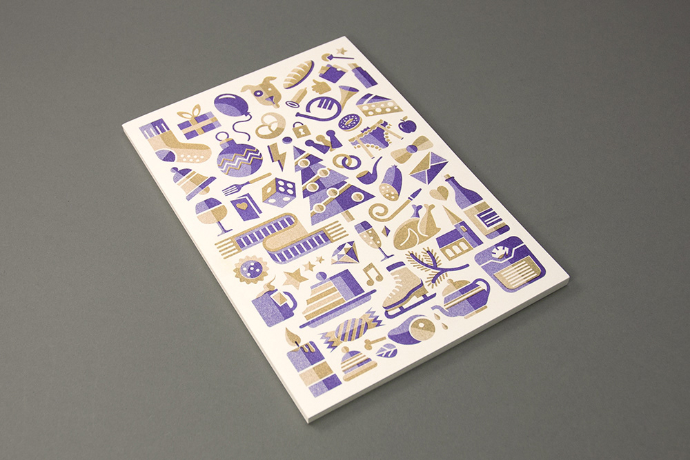 Bicolored risoprinted x-mas card by Adrian Bauer