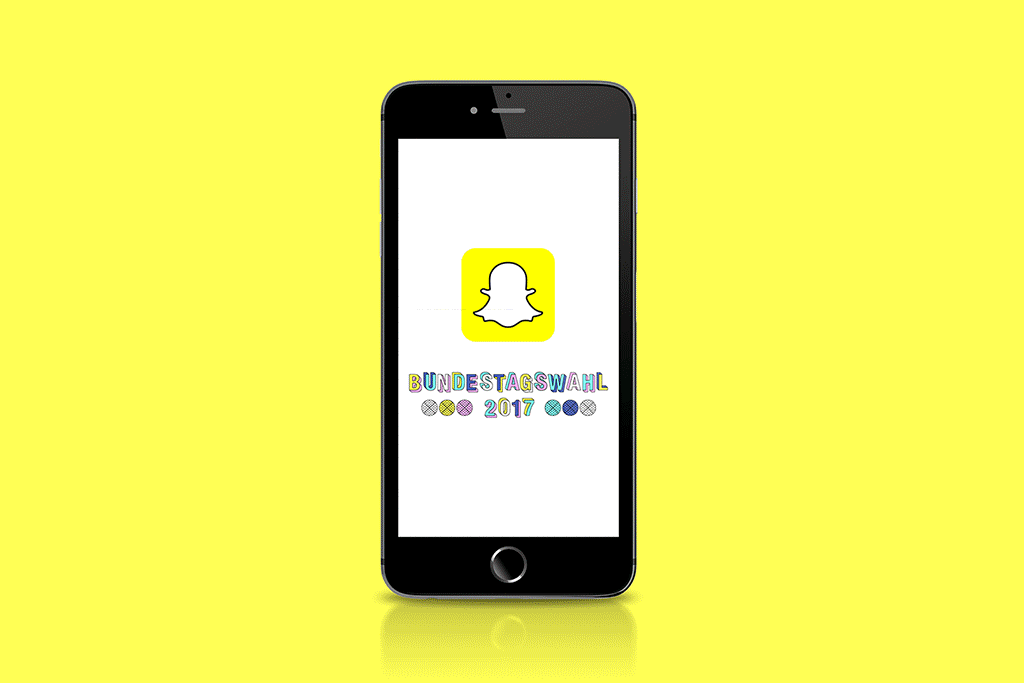 Animated Snapchat geofilter designed by Adrian Bauer on iPhone behind colorful background