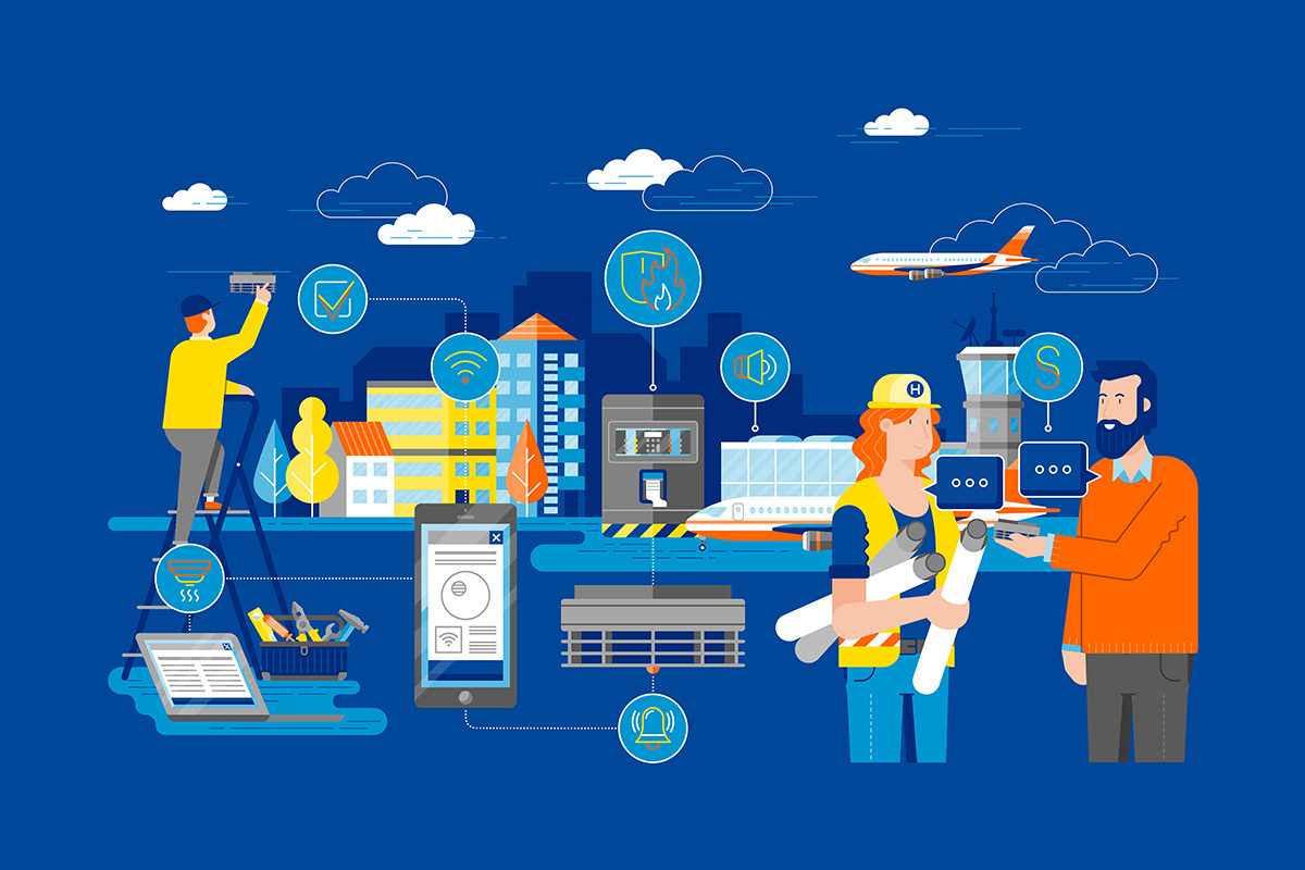 Corporate illustrations for Hekatron in collaboration with the agency Panama by Adrian Bauer