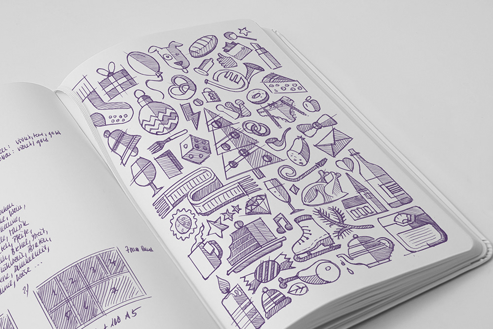 Sketch for risoprinted x-mas card by Adrian Bauer