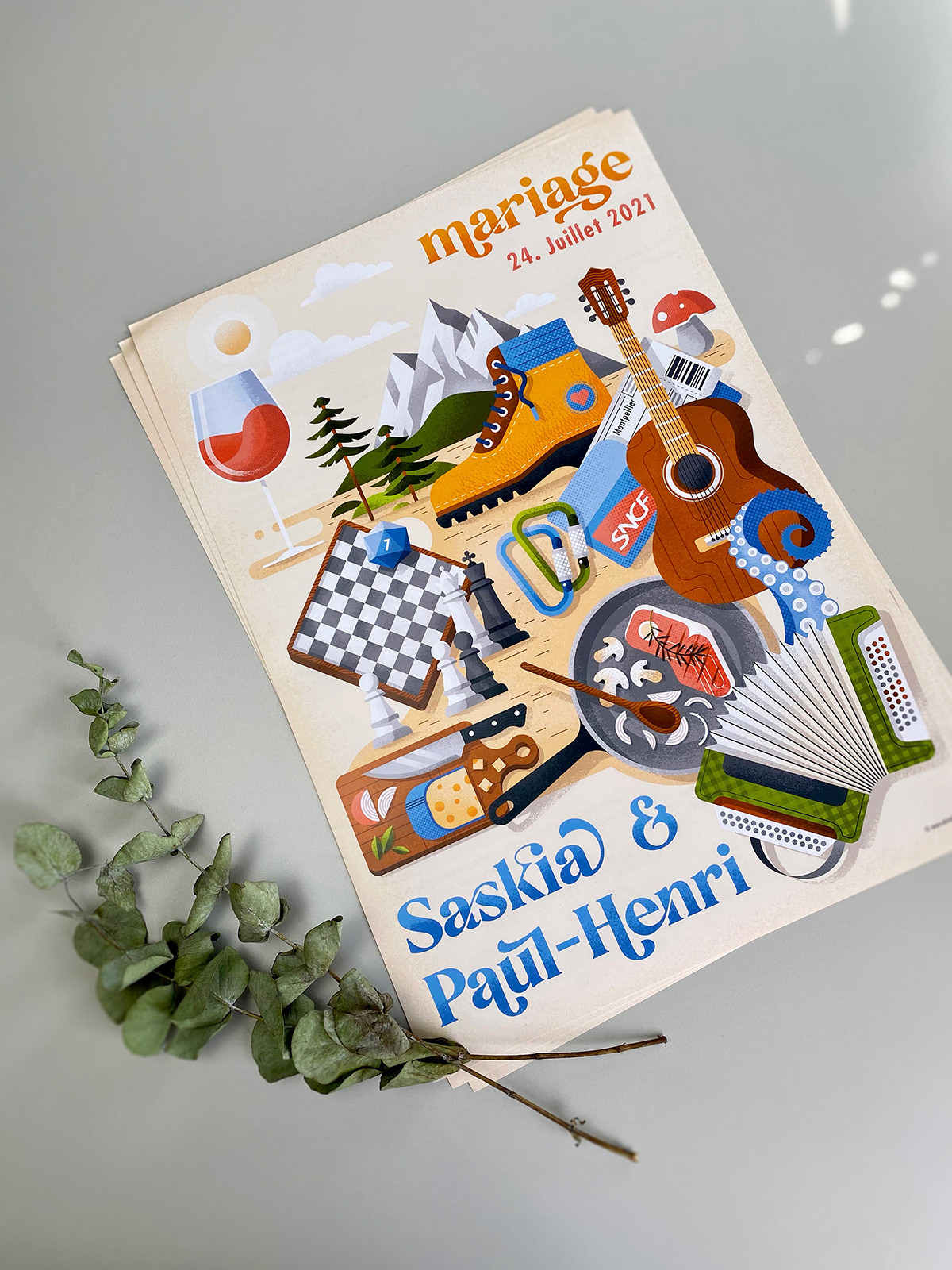 Printed weddings invitation poster by Adrian Bauer