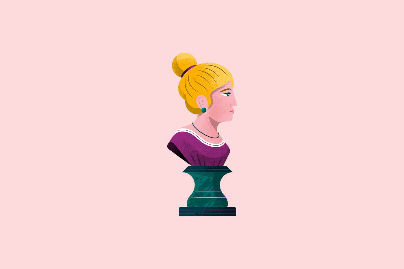 Spot illustration of female bust of Anna Amalia by Adrian Bauer