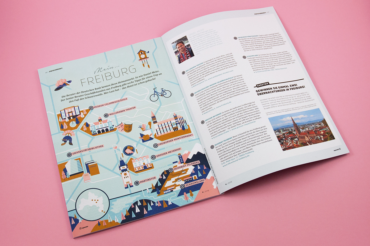 Photo of agenda magazine with map illustration by Adrian Bauer