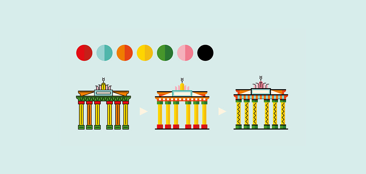 Color range and style concept for illustrative campaign for Thomas Henry’s Mate Mate lemonade by Adrian Bauer