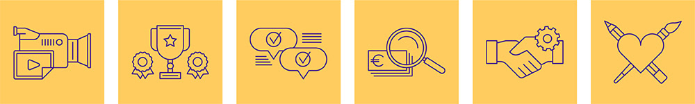 Little yellow icons for Nutcracker Communication by Adrian Bauer