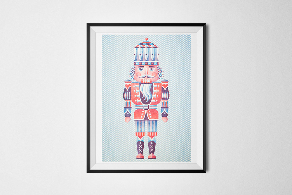 Framed nutcracker poster by Berlin based illustrator Adrian Bauer