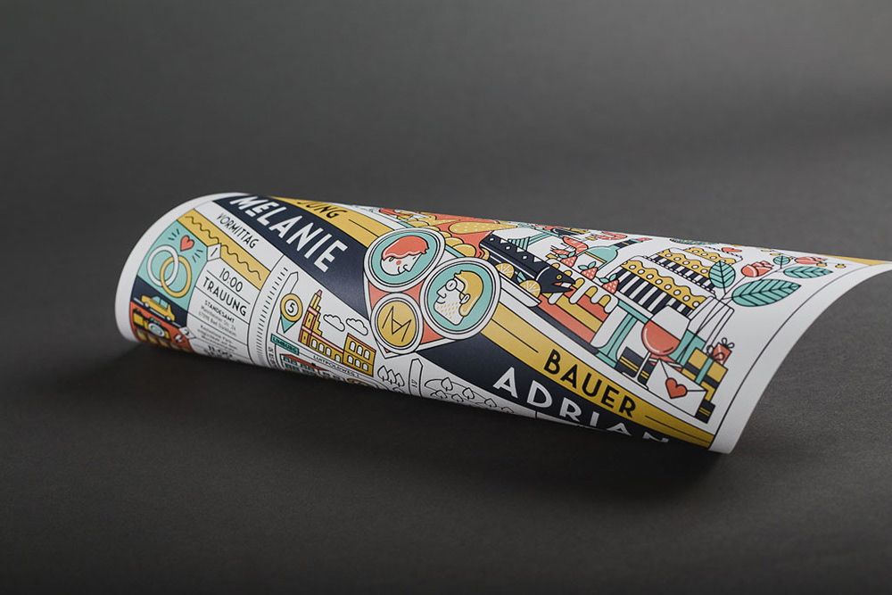 Printed wedding card by Adrian Bauer