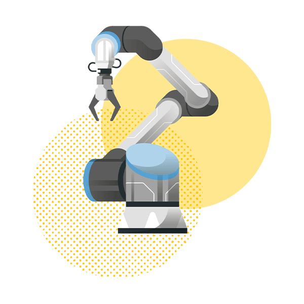 Spot illustration of an industrial robot by Adrian Bauer