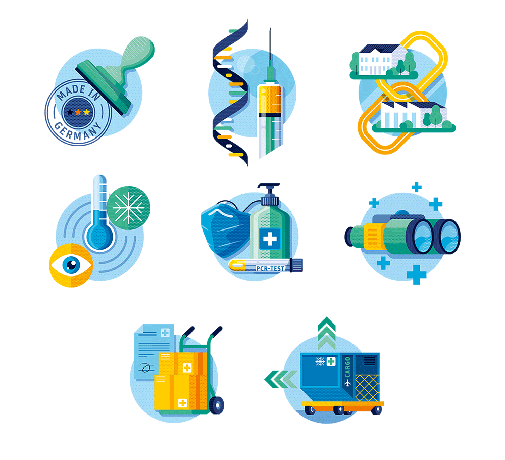 Various icons, pictograms, vignettes and signets for Enercity, Bosch, Think:act, VisualVest, VFA, Wieland