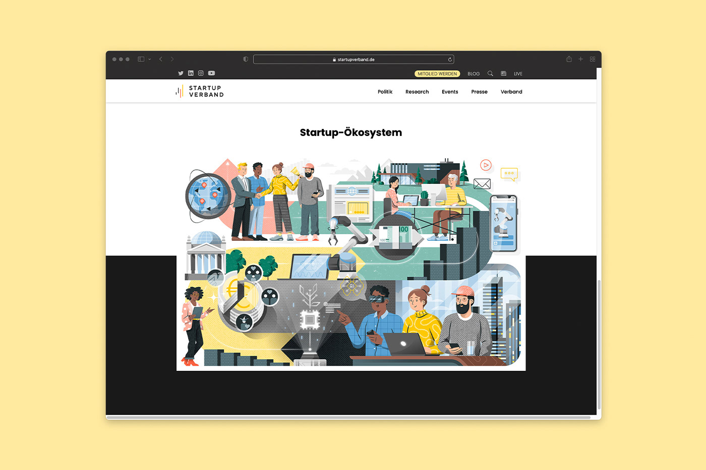 Embedded illustration on the website startupverband.de by Adrian Bauer