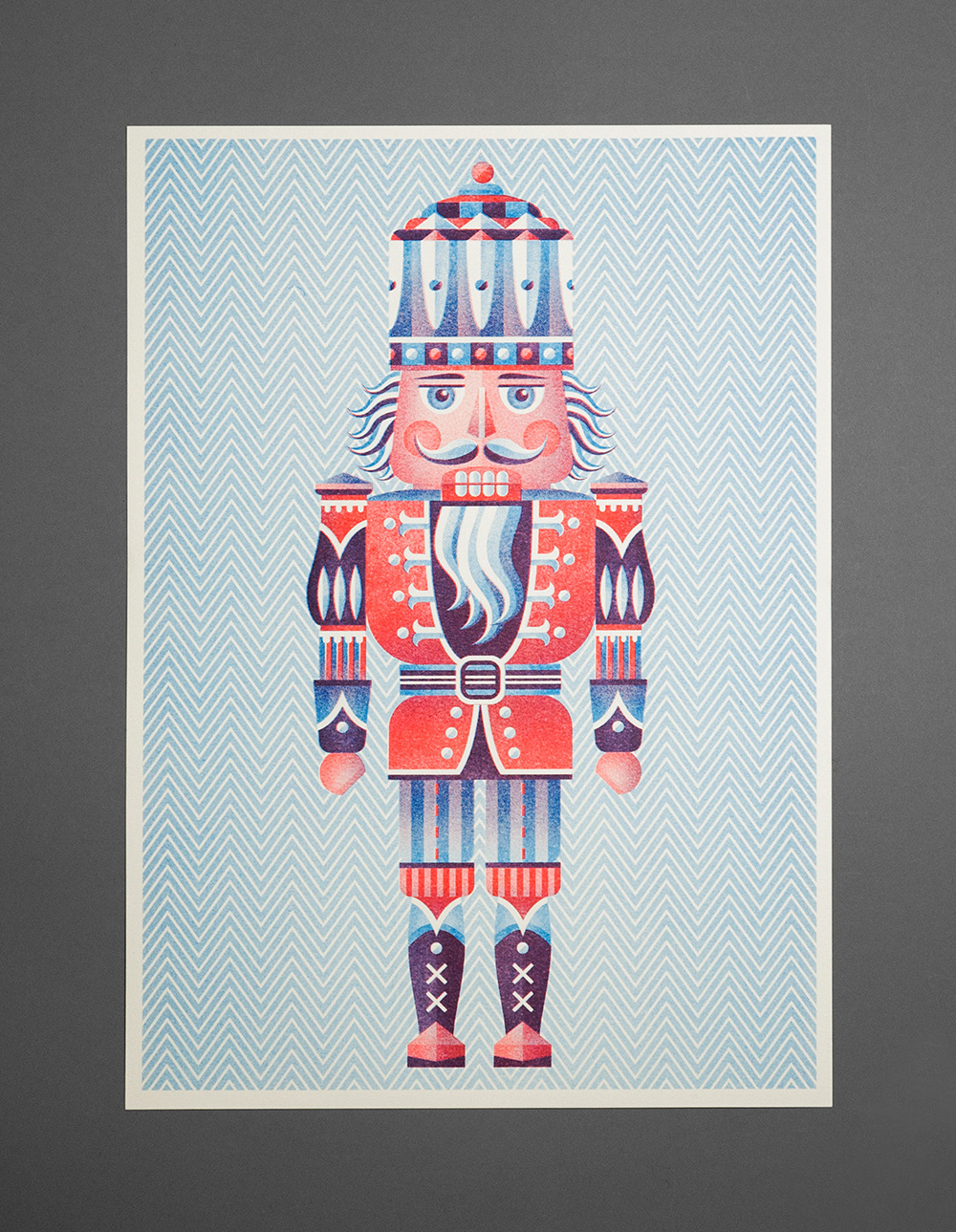 Risoprinted nutcracker poster by Berlin based illustrator Adrian Bauer