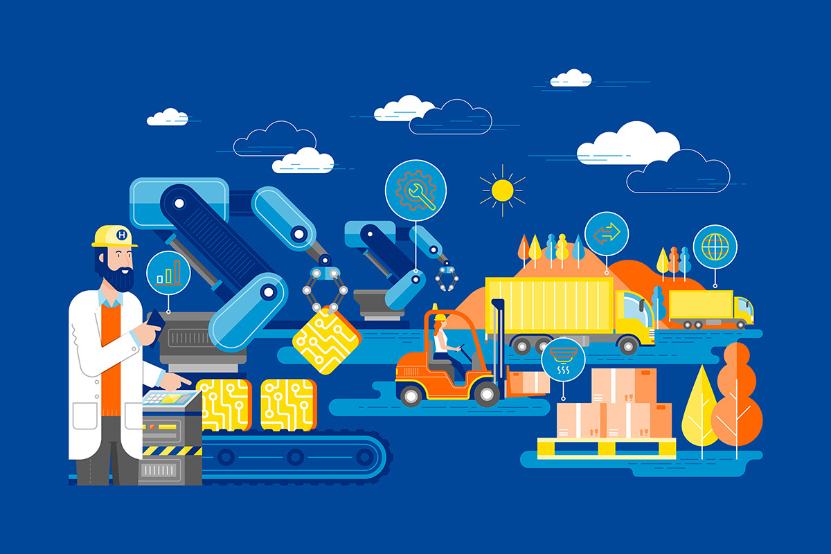 Corporate illustrations for Hekatron in collaboration with the agency Panama by Adrian Bauer