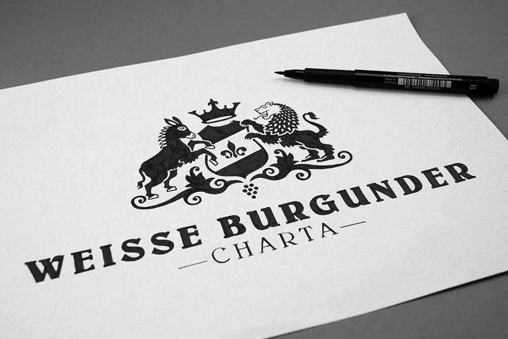 Logo design process for Weisse Burgunder Charta by Adrian Bauer