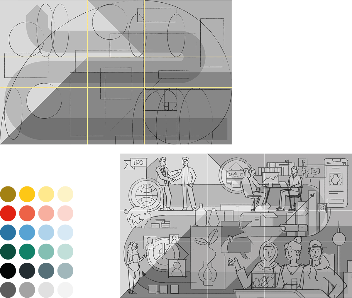 Concept, layout sketch and color harmony by Adrian Bauer