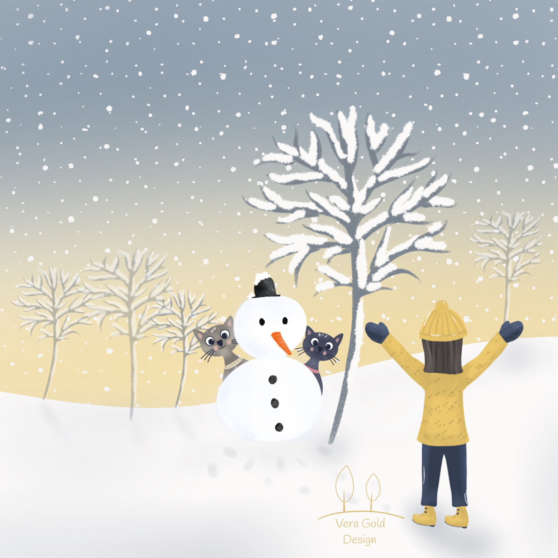 Mädchen mit Schneemann